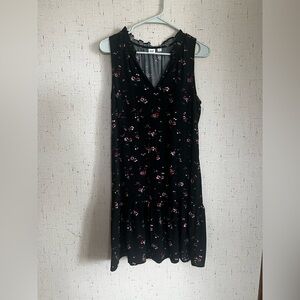 Black Mini Dress with Floral Design